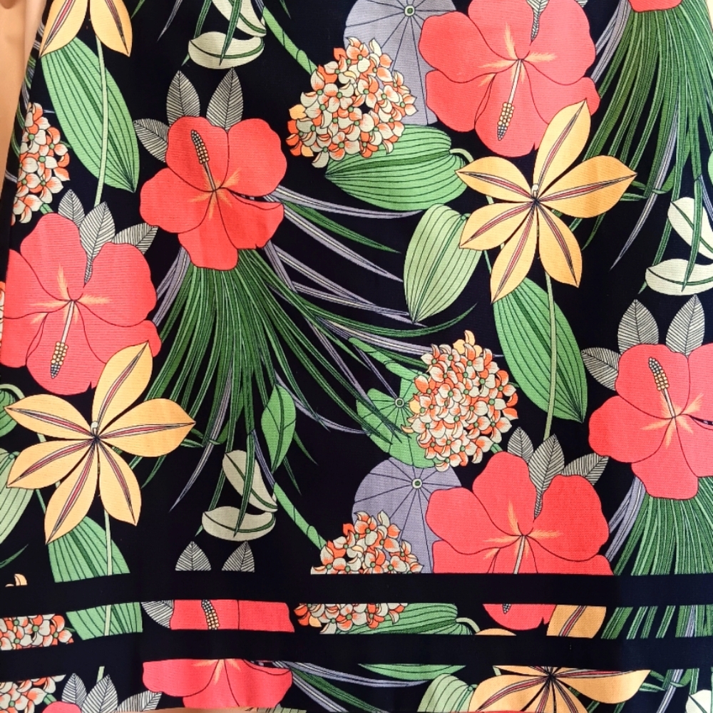 EUC Talbot Cotton Canvas Lined A-Line Floral Skirt Size 8